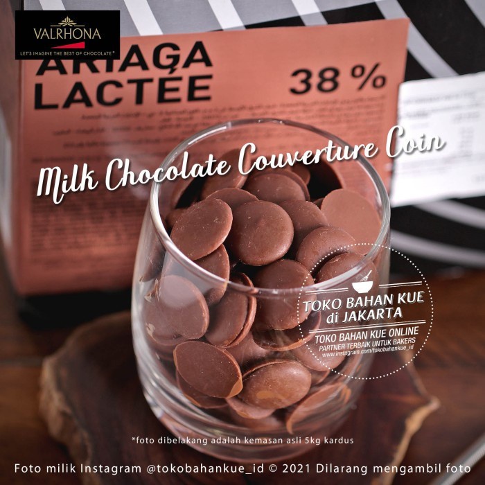 

Valrhona Ariaga Lactee 38% 250g Milk Chocolate Couverture Coin Cokelat