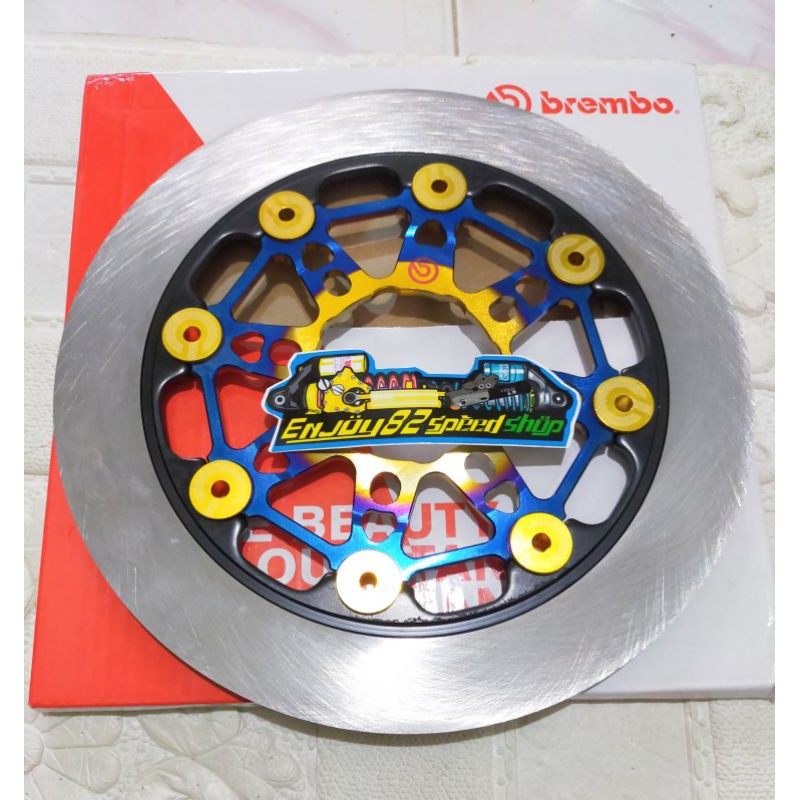 Disc Brake Piringan Cakram Depan variasi  two tone blue gold ukuran 220 mm lubang 4