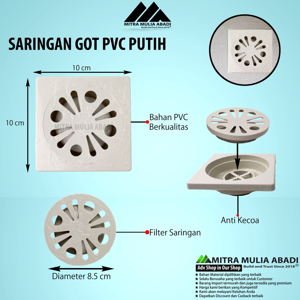 Saringan Got Plastik PVC 4inc / Saringan Got Kamar Mandi / Floor Drain