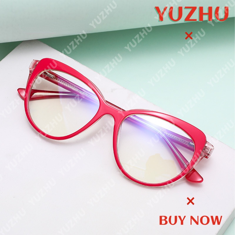 (YUZHU) Kacamata Frame Bulat Model Cat Eye Lensa Warna Permen TR90