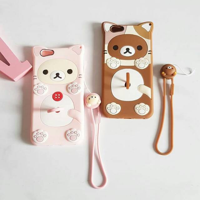 Case Rilakkuma Baby Silicon + Iring + Tali Rubber Oppo F1s