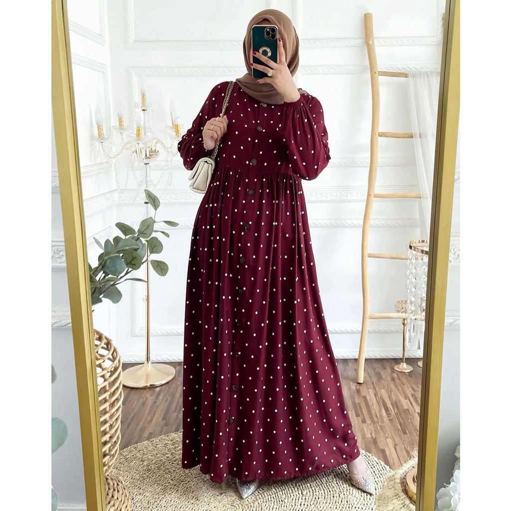 ZOLA GAMIS RAYON MOTIF POLKADOT /  GAMIS RAYON JUMBO BUSUI / GAMIS BUSUI / GAMIS KATUN RAYON / GAMIS