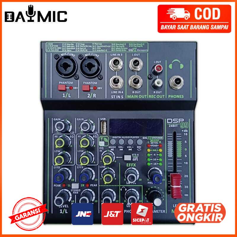 USB Audio Mixer Bluetooth Karaoke 4 Channel 99 DSP Effects