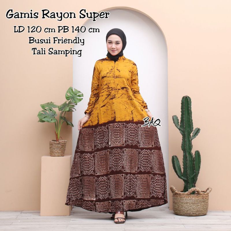 Gamis Rayon Super Premium Motif Abstrak Malaman Resleting Busui Bumil Homedress Wanita Kekinian Batik Pekalongan Termurah