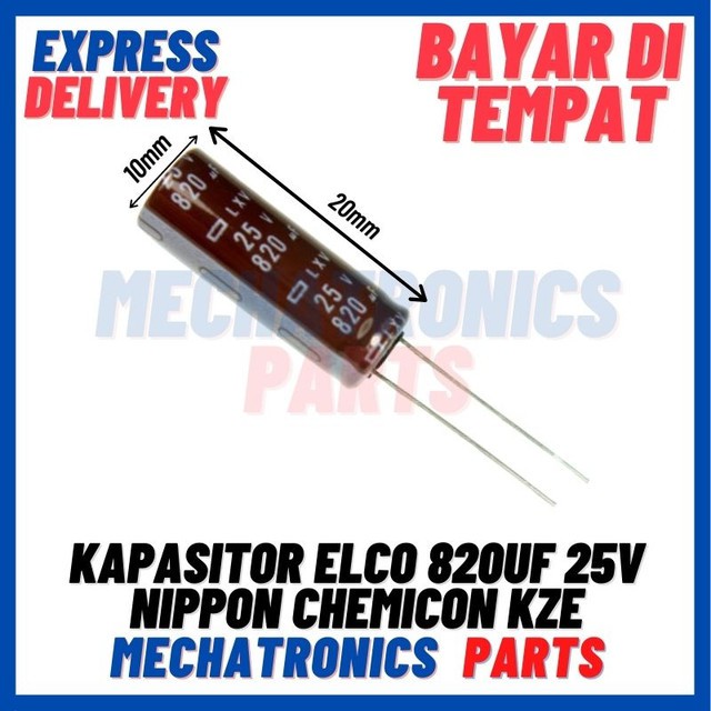 [PAS-9614] KAPASITOR ELCO 820UF 25V NIPPON CHEMICON KZE