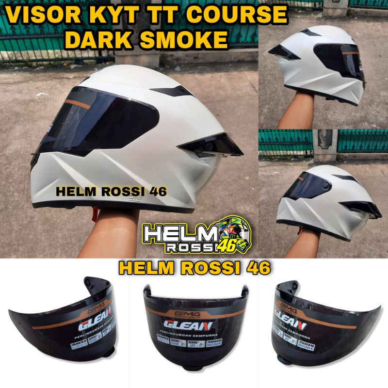 Visor Kyt TT Course TTC Dark Smoke Darksmoke Hitam Elektron putih Overtech Jaume Leopard Polos GMA CLEAN