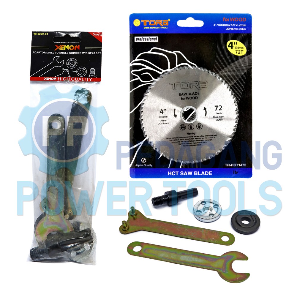 PAKET XENON ARBOR BOR KONEKTOR GERINDA &amp; TORA CIRCULAR SAW 4&quot; 72T KAYU