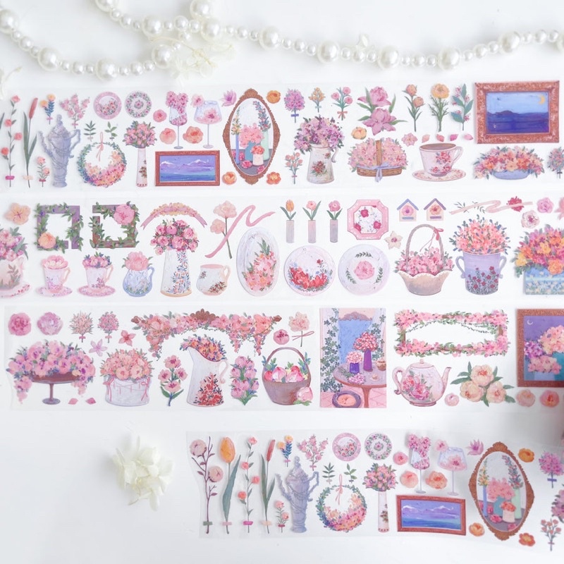 

[Sample] Deer Studio Pink Floral Oil Painting PET Tape (per meter)