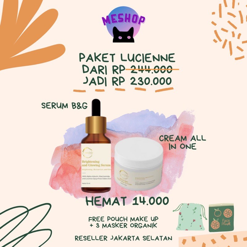 PAKET LUCIENNE (Serum Bright & Glowing + Cream All In One)
