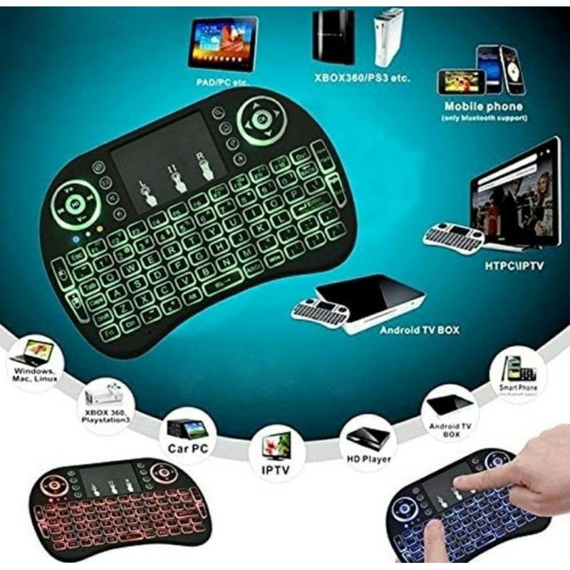 KEYBOARD MINI WIRELESS CANGGIH DILENGKAPI BACK LED UNTUK ANDROID TV / SMART TV / PC BATERAI RECHARGE