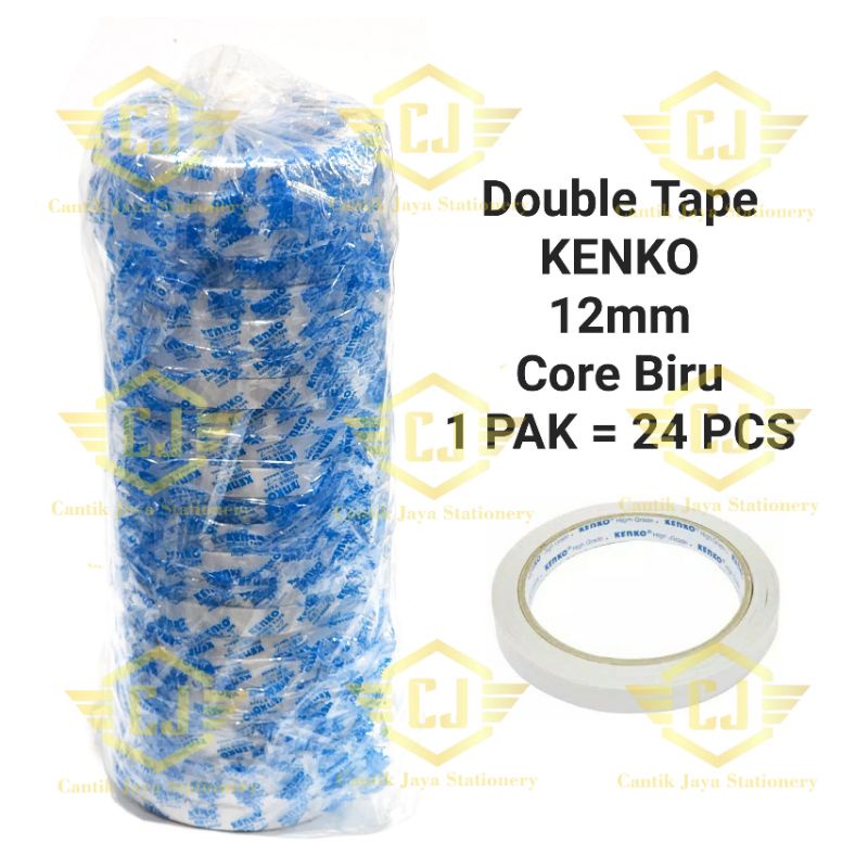 

1 PAK / 24 Pcs Double Tape KENKO 12mm 1/2" inch Blue Core Biru