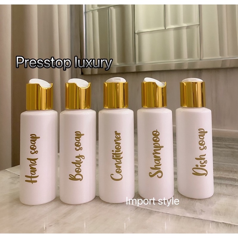 botol 100ml TRAVEL SIZE PUTIH  EXCLUSIVE GOLD KECIL . aesthetic bottle minimalist refill organizer tempat sabun cair pump estetik