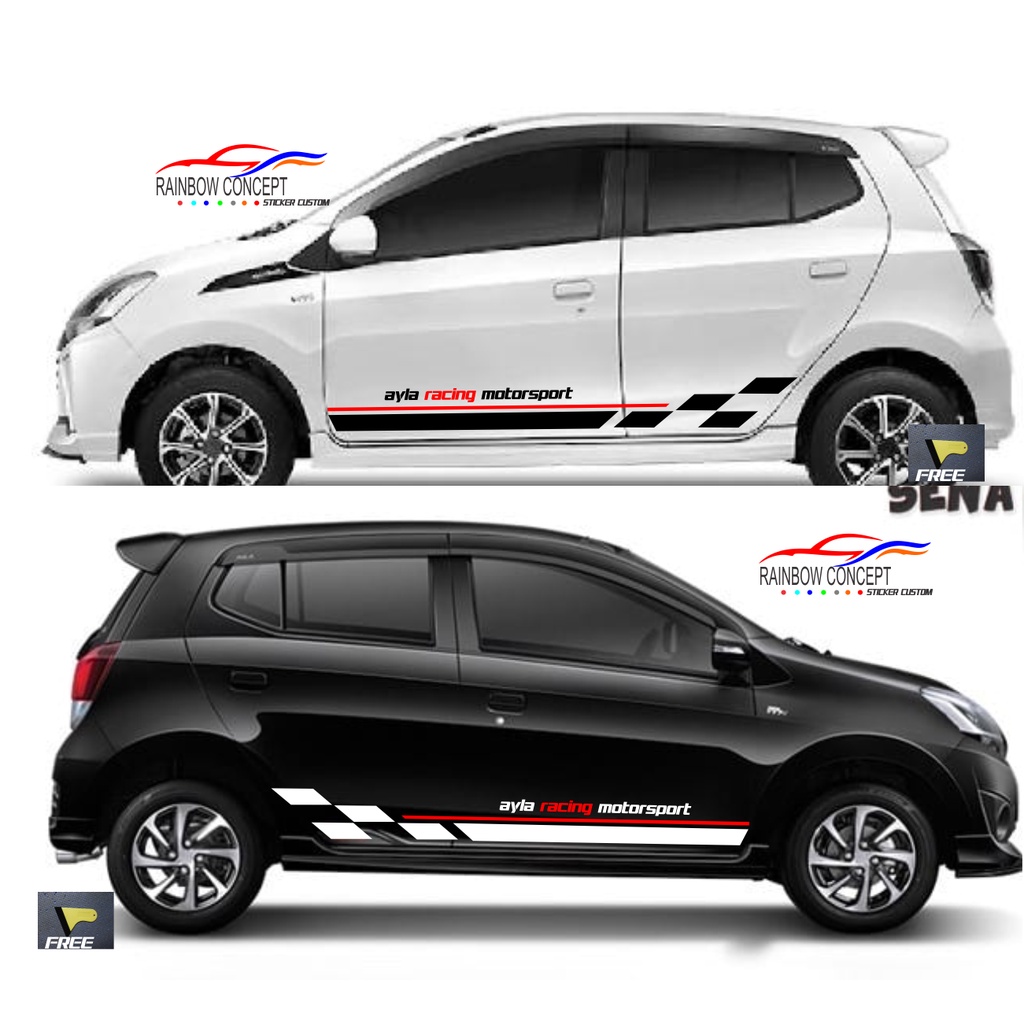 sticker mobil ayla stiker list body samping mobil ayla stiker cutting mobil ayla racing motorsport