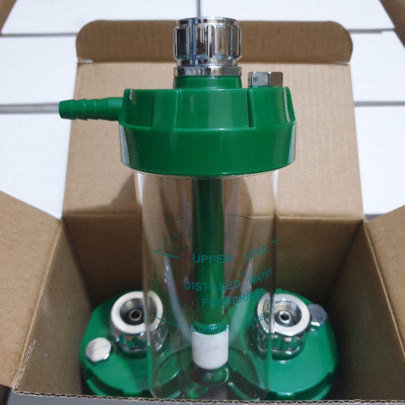 Tabung Humidifier Regulator Oksigen Tutup Stainless / Botol Humidifer