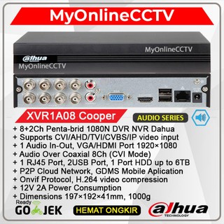 XVR1A08 DVR XVR Kamera CCTV DAHUA COOPER 8CH Analog + 2Ch IP camera