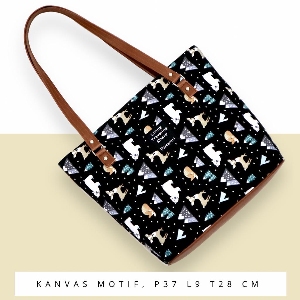 SUPLIER TAS TOTEBAG PRINT TOTE CEWEK LOKAL TALI KAIN TAS SAMPING MOTIF TERBARU BISA COD MOTIF KARAKTER