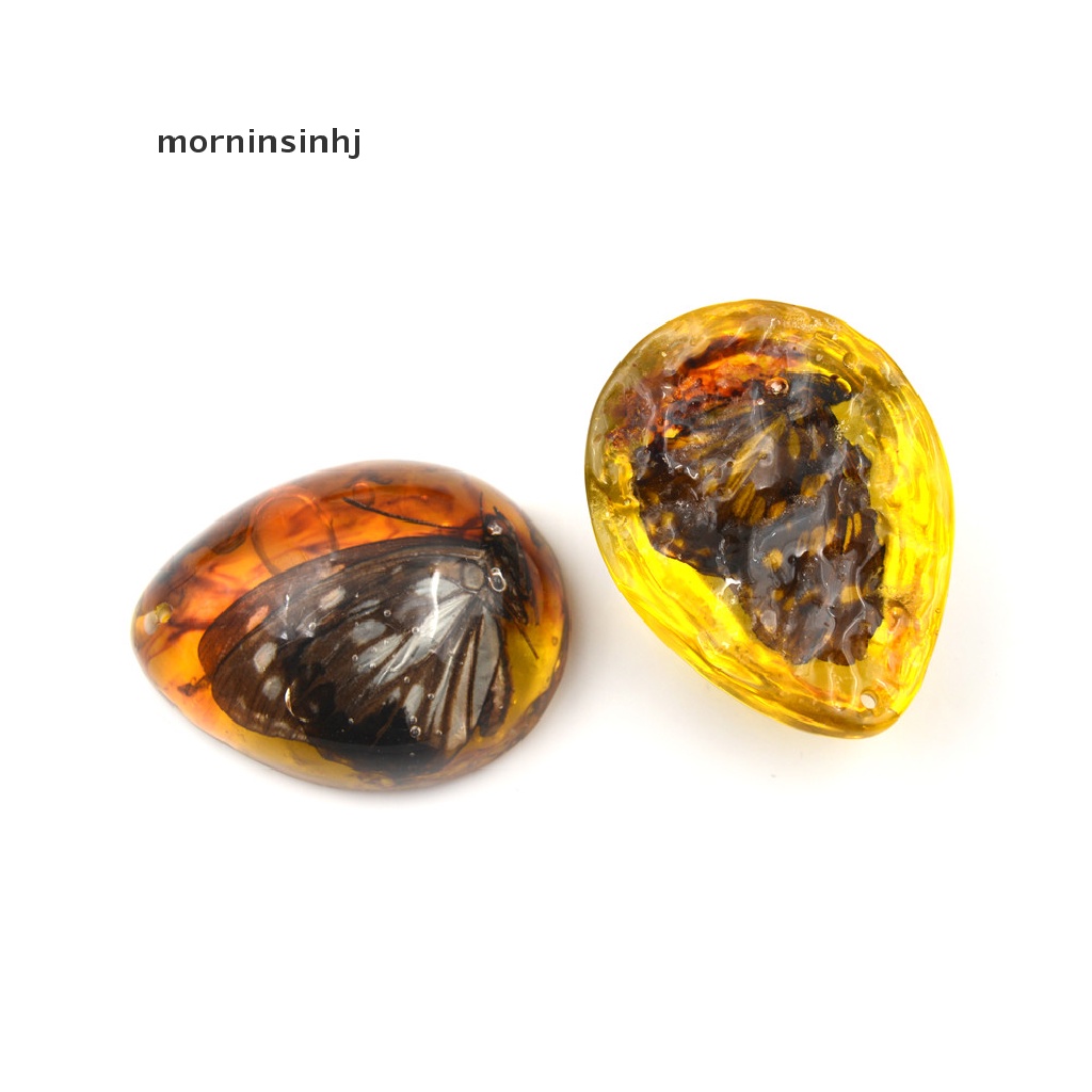 Mornin Liontin Kupukupu Bahan Resin Warna Amber