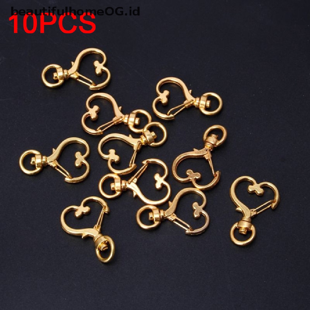 10pcs Gantungan Kunci Bentuk Hati Model Hollow