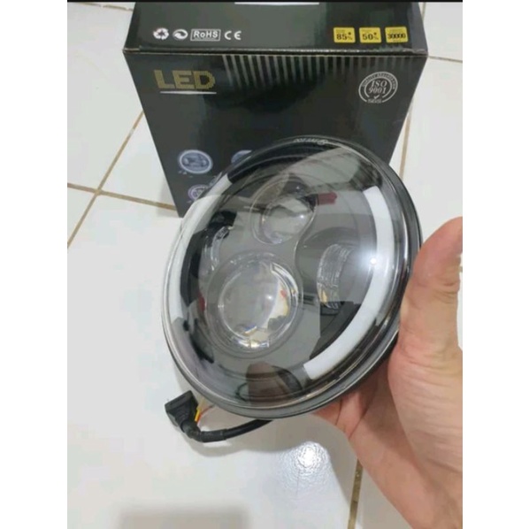 Lampu depan LED projector lampu tembak daymaker harley 7 inch high low