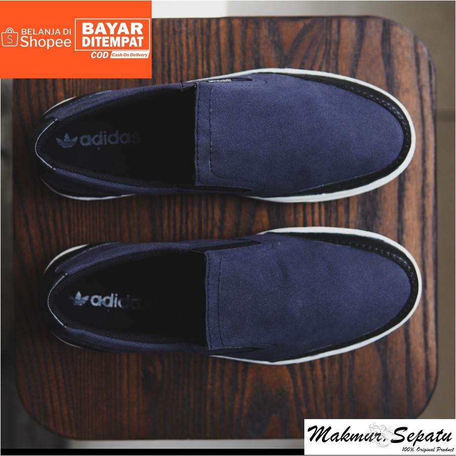 BIG SALE !! Sepatu Pria Murah Adidas Advantage Suede Navy Kasual Slip On Stylish Santai Kerja