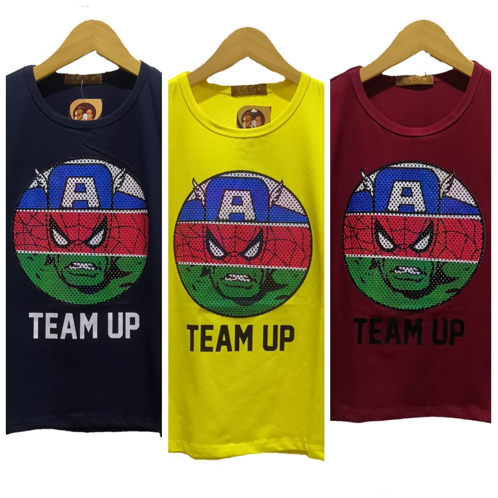 Kaos Anak Superhero Team Up Baju Karakter Spiderman Captain America Hulk Lakilaki Import Balita 1 2 3 4 5 Tahun