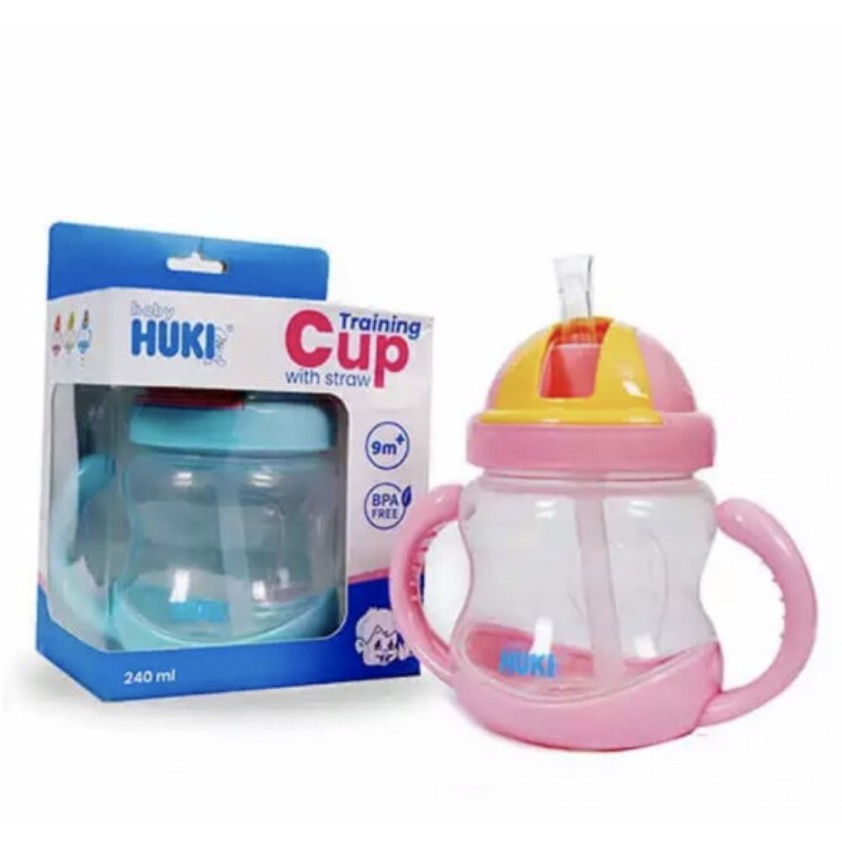 Huki Training Cup With Straw 9m+ 240ml Botol Sedotan