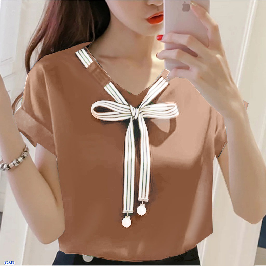SIZE L XL BLOUSE LAURA / BAJU ATASAN WANITA / BLUS WANITA TERBARU-KREAM
