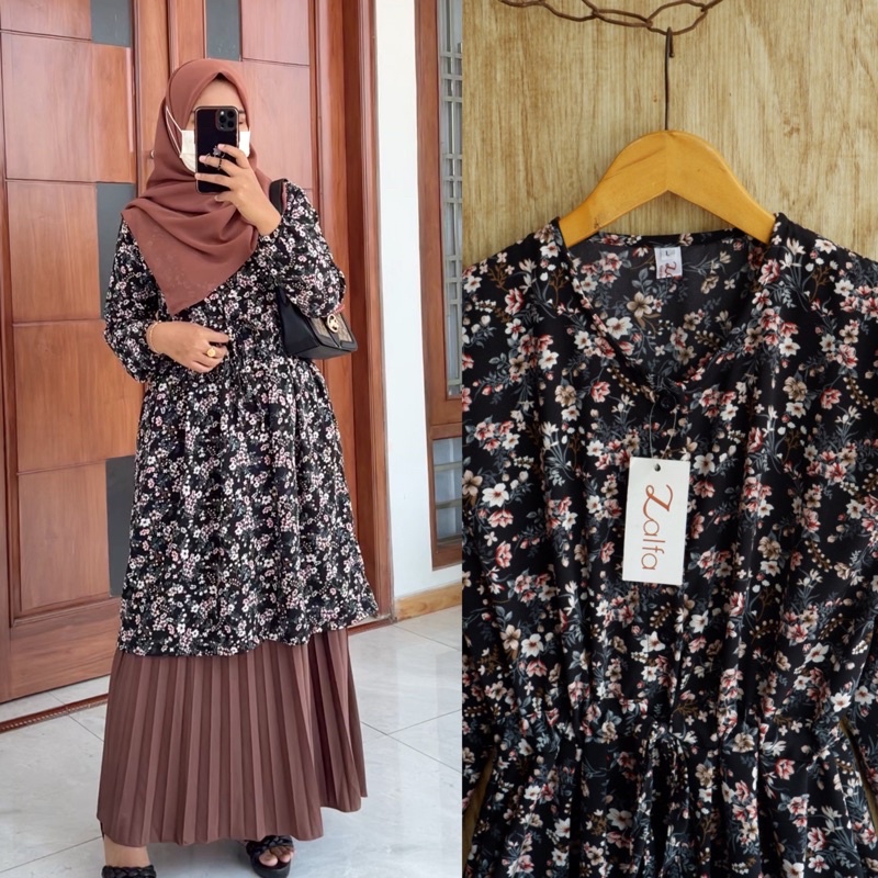 HASNA tunik by ZALFA OUTFIT / Tunik motif / Tunik wanita murah / Tunik bunga