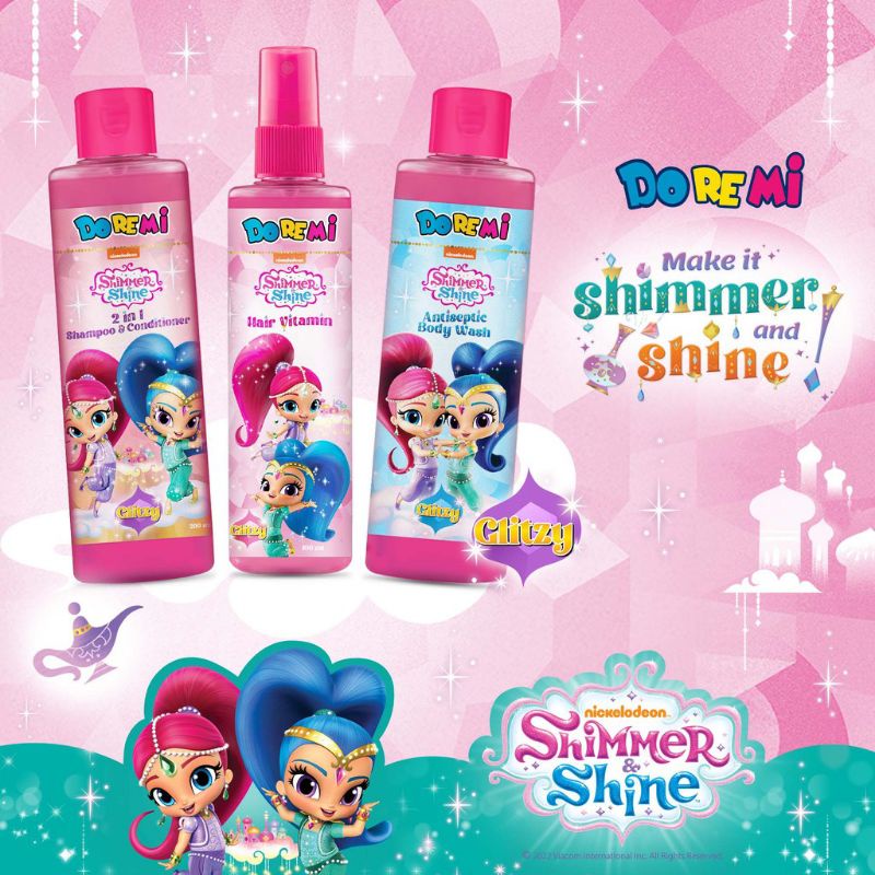 Doremi Shimmer &shine Glitzy Bodi wash 200ml,shampo 200ml, & Hair vitamin 100ml