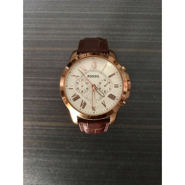 Bekas Second Preloved Jam Tangan Fossil Pria Original Chronograph Rose Gold