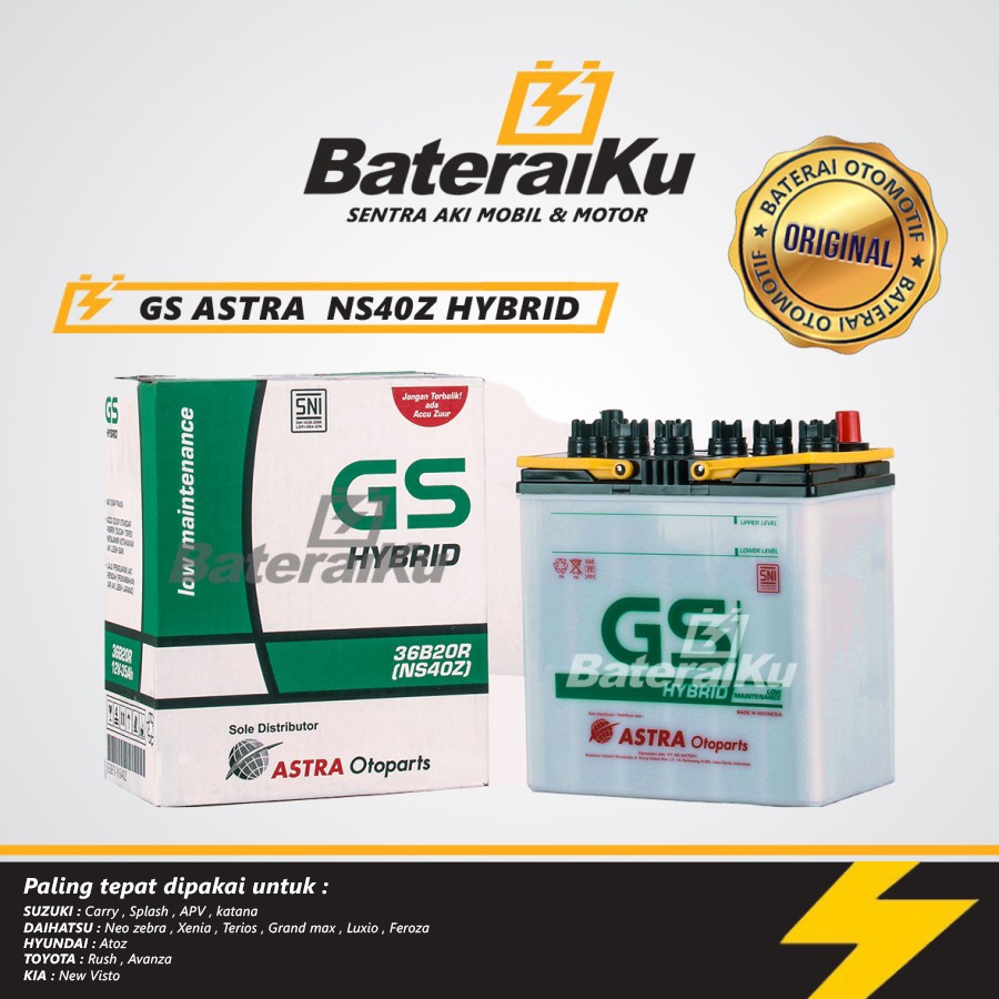 Aki Mobil GS Astra NS40Z Aki Hybrid Aki Basah Untuk Avanza, APV, Xenia, Terios, Grand Max, Luxio