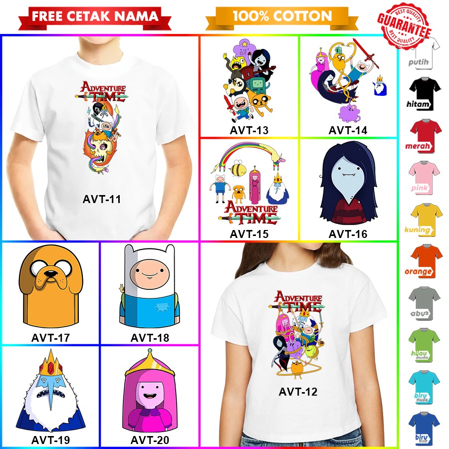 [FREE NAMA!!] Baju Kaos COUPLE  ANAK DAN DEWASA ADVENTURE TIME BANYAK MOTIF