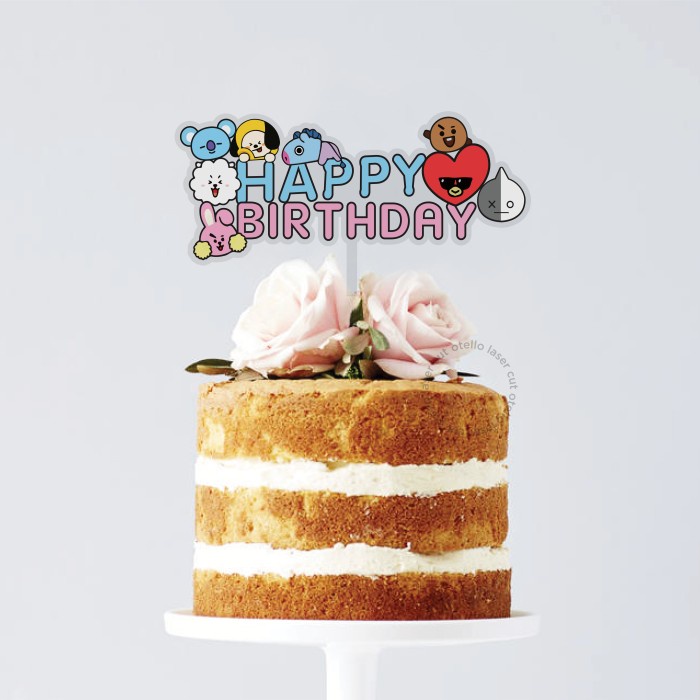 Hiasan Kue BT21 Cake Topper Happy Birthday BTS Bangtan Dekorasi Anak - 10 cm