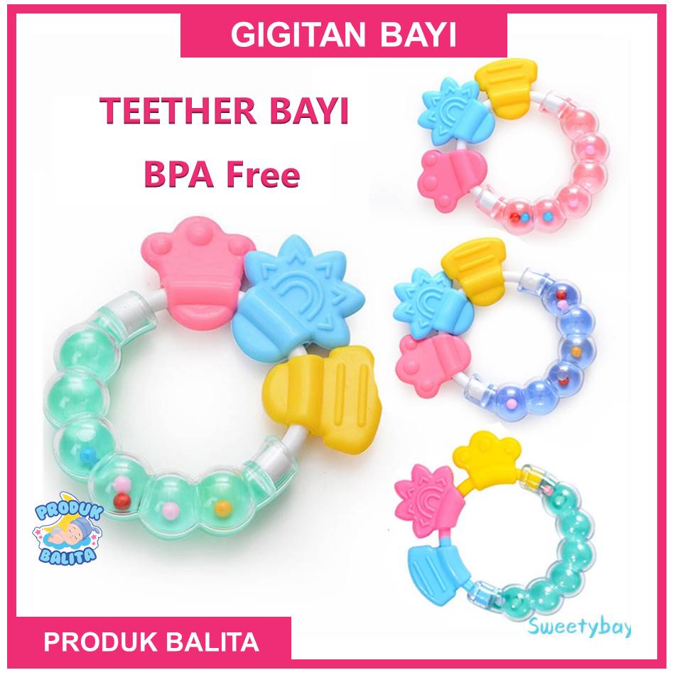 Gigitan Bayi Teether Bayi kerincingan Bulat / Gigitan Bayi Rattle Mainan Bayi Rattle Genggam Bayi