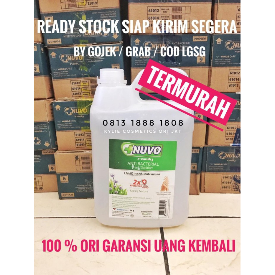 Nuvo Hand Sanitizer Gel Jerigen 4 Liter 4L Refill ORIGINAL ANTISeptic Anti Bakteri Antibacterial Refill