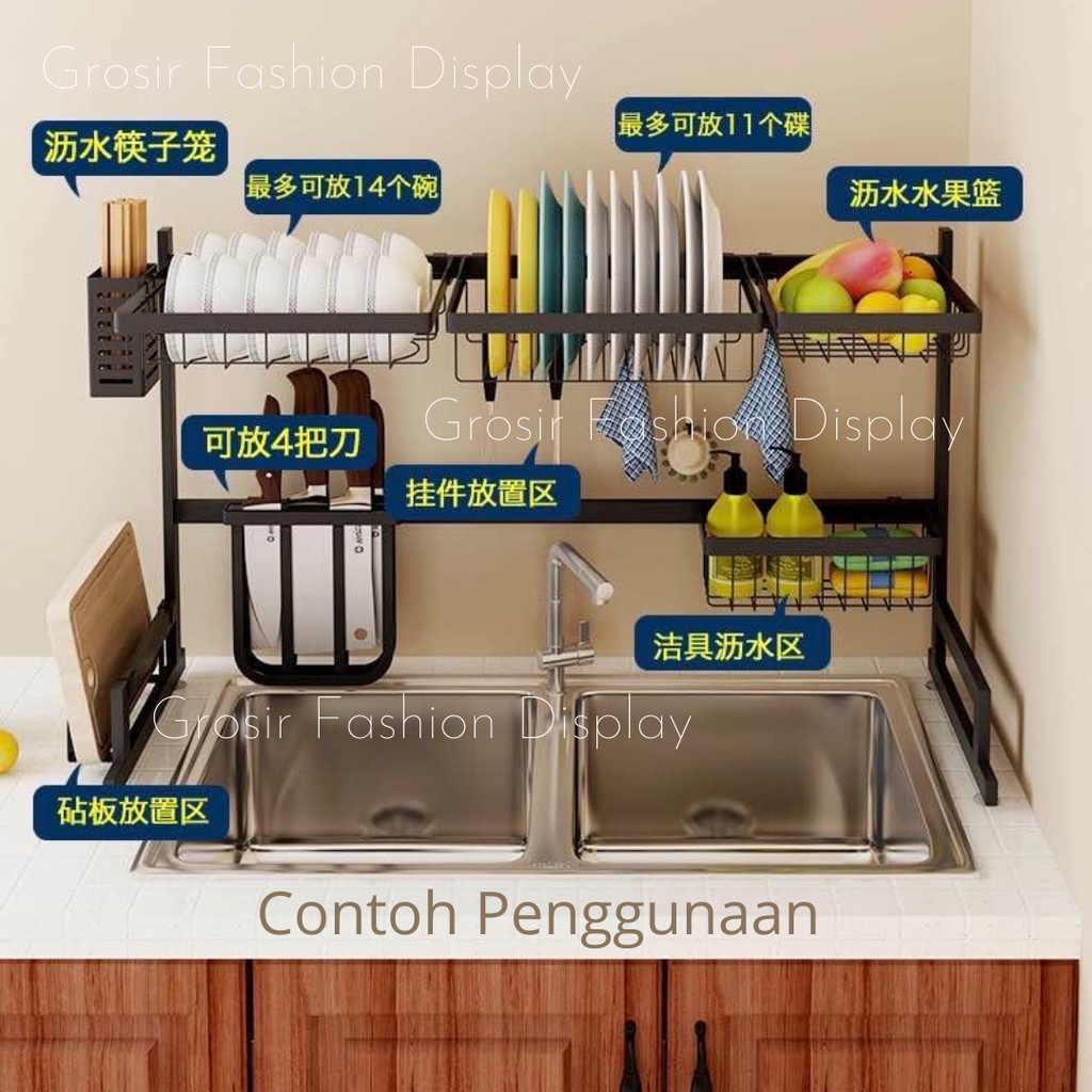 Rak Dapur Rak Wastafel Stainles Premium Rak Piring Wastafel Rak Serbaguna Murah - BH