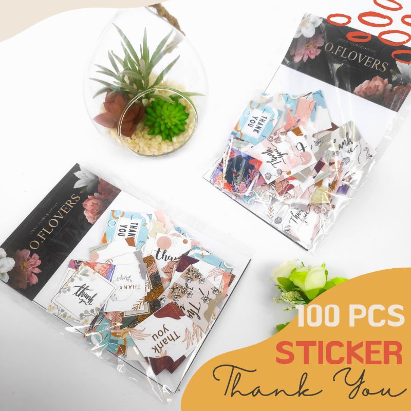 

[100 pcs] Sticker Thank You kotak ukuran 3x3 cm random