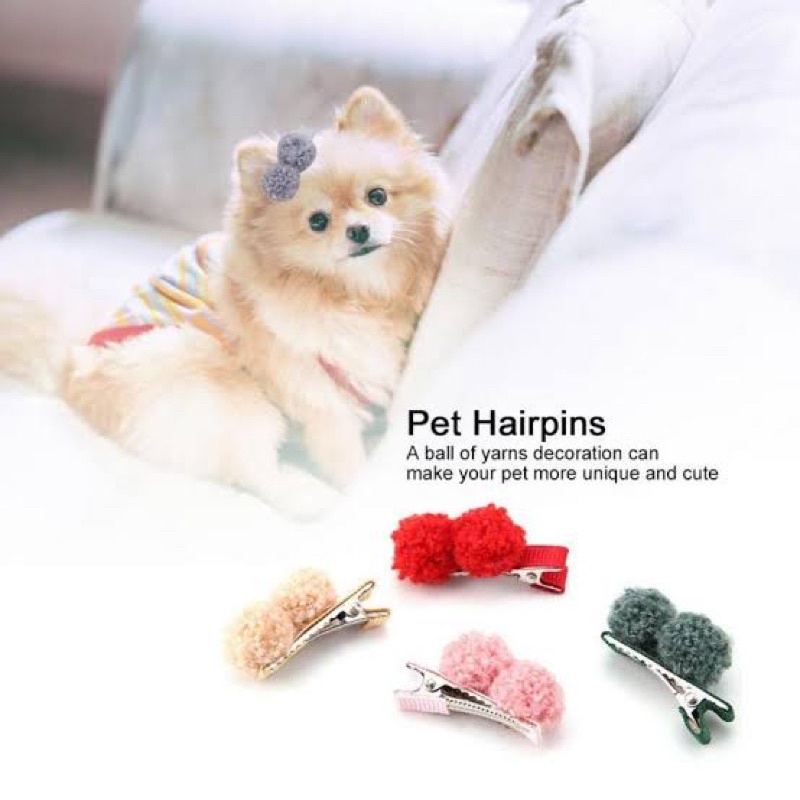jepit rambut anjing, aksesoris jepit rambut kucing pom pom