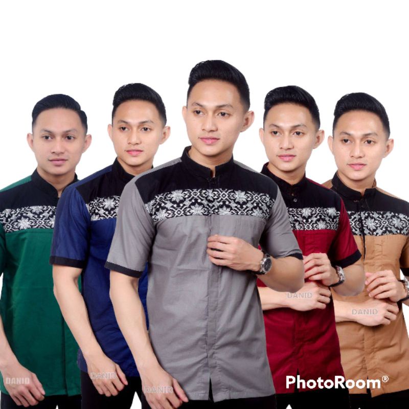 Baju Koko Batik Gempi Kombinasi Prada Lengan Pendek