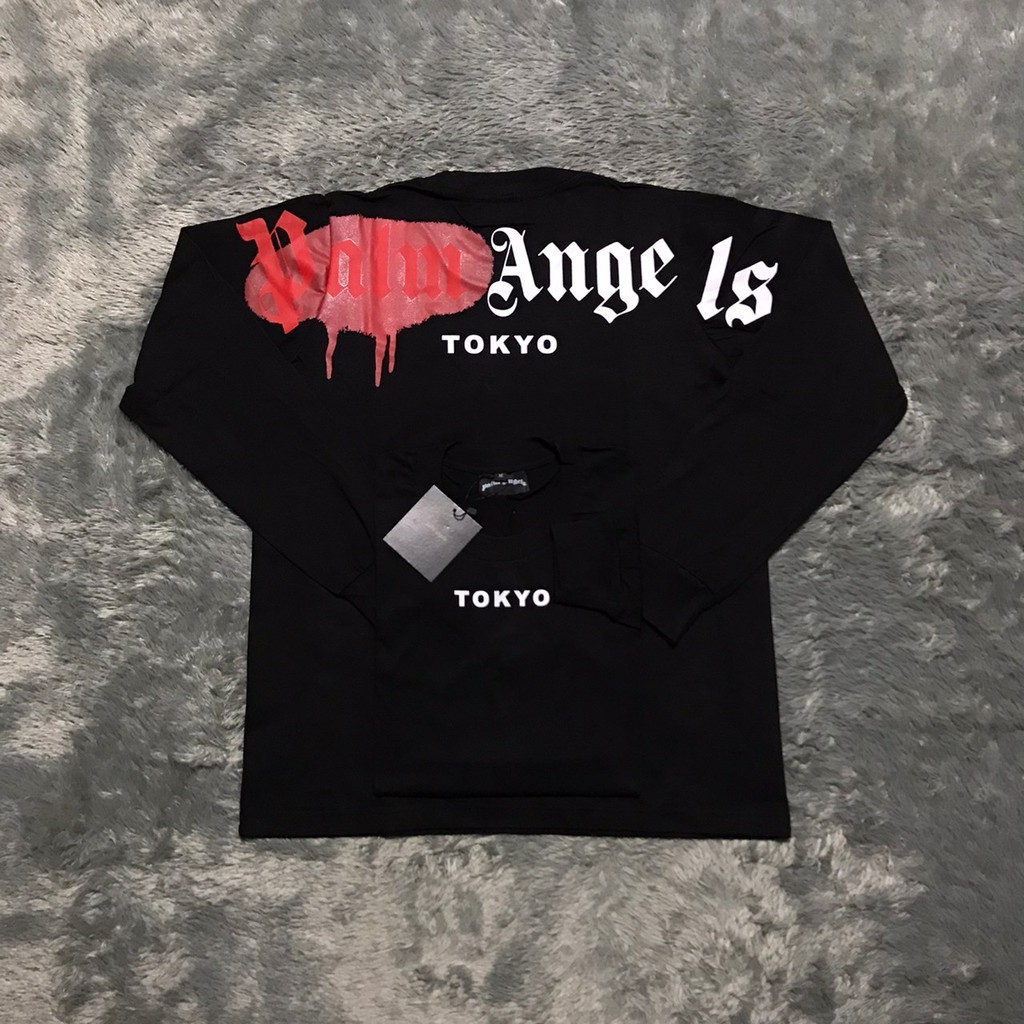 KAOS LONGSLEEVE TSHIRT PALM ANGELS TOKYO SPRAY HIGH MIRROR QUALITY