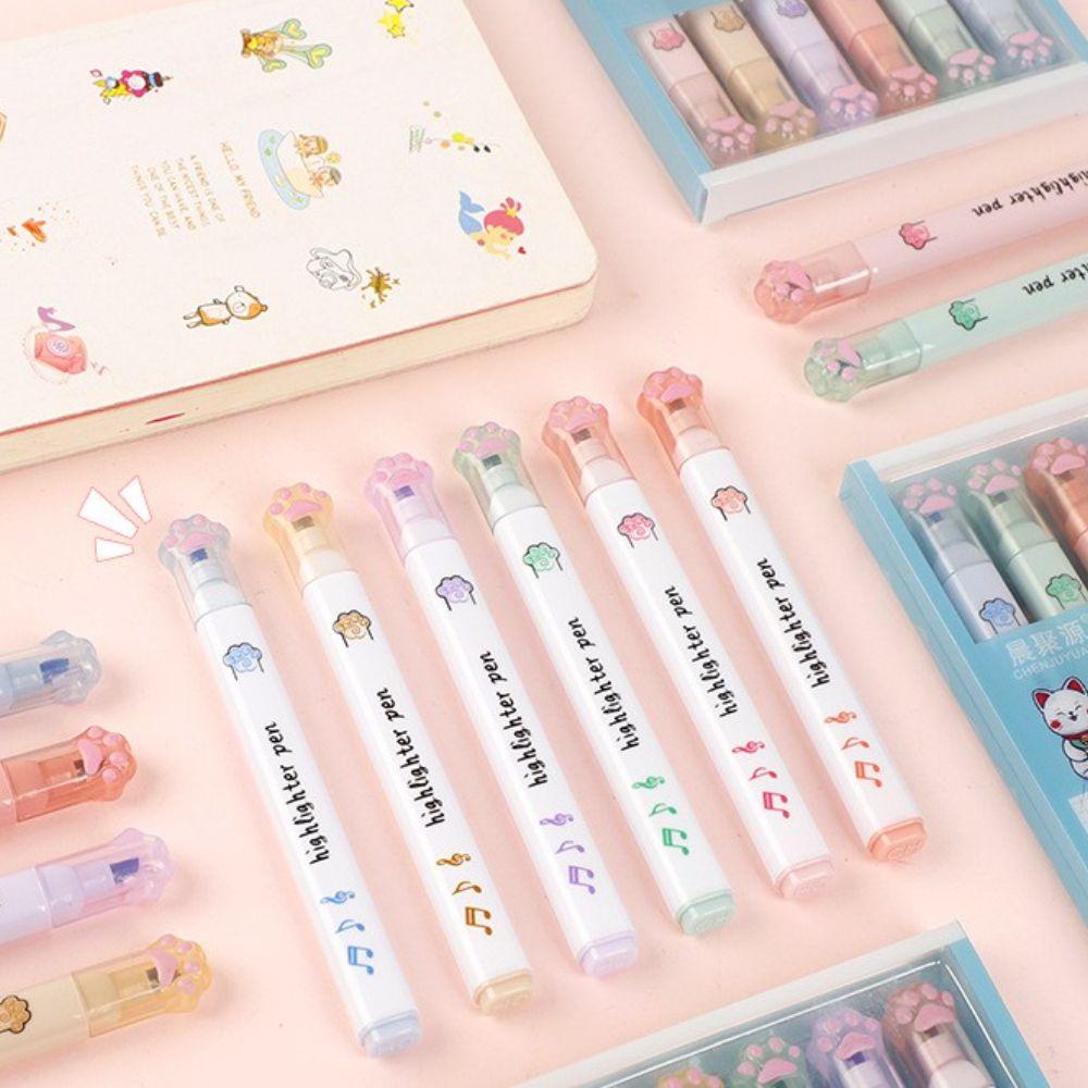 Mxbeauty Pen Neon 6Pcs/Set Vintage Siswa Stationary Perlengkapan Kantor Warna Permen Stabilo