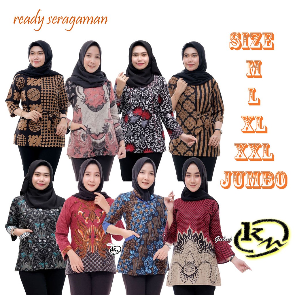 Banting Harga Blouse Batik Wanita Lengan Panjang Seragam Kerja  Size M L Xl Xxl RLDLwOKUzV3bxd