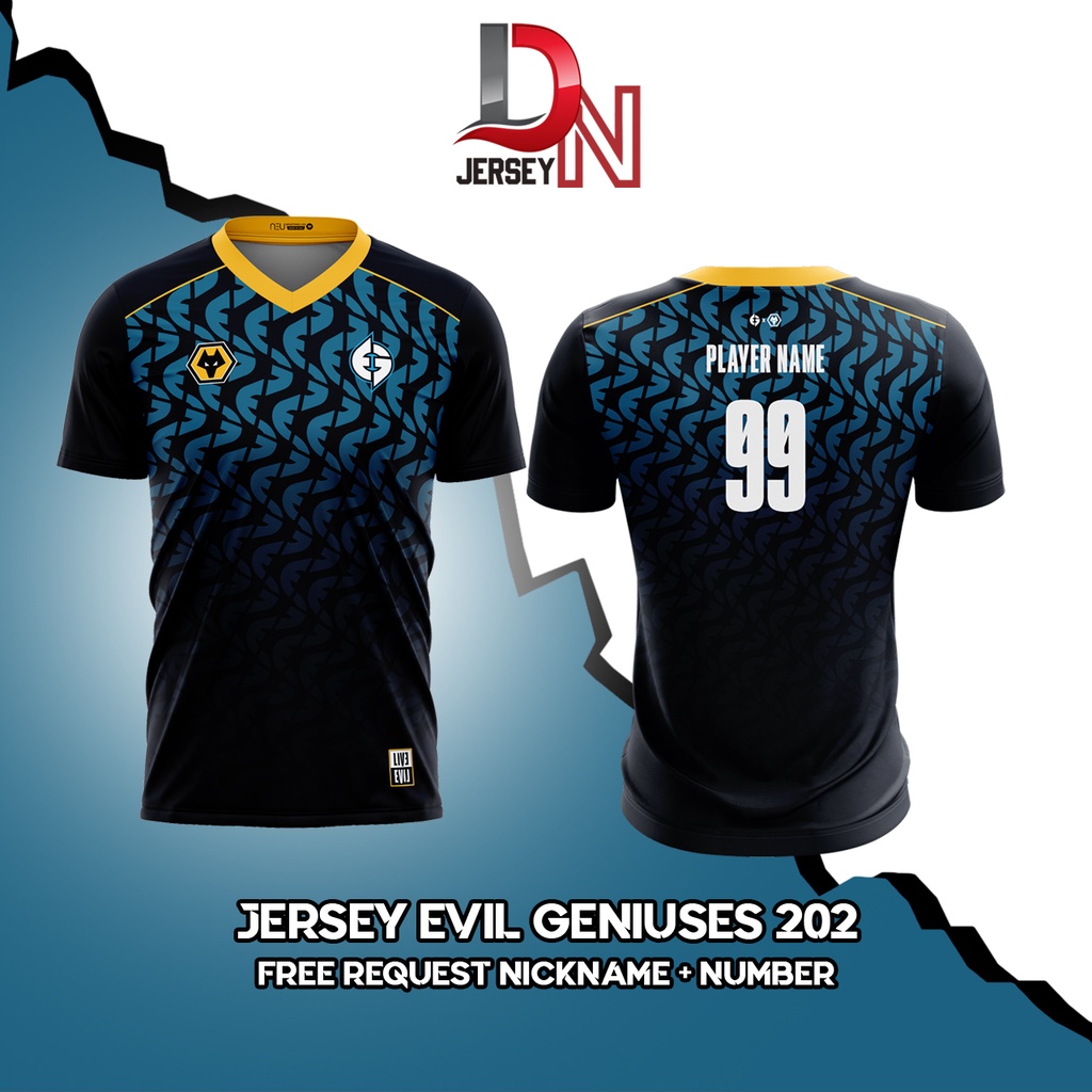 JERSEY BAJU KAOS EVIL GENIUSES 2022 NEW GAME DOTA 2 LOL WILDRIFT (free request nickname + number)
