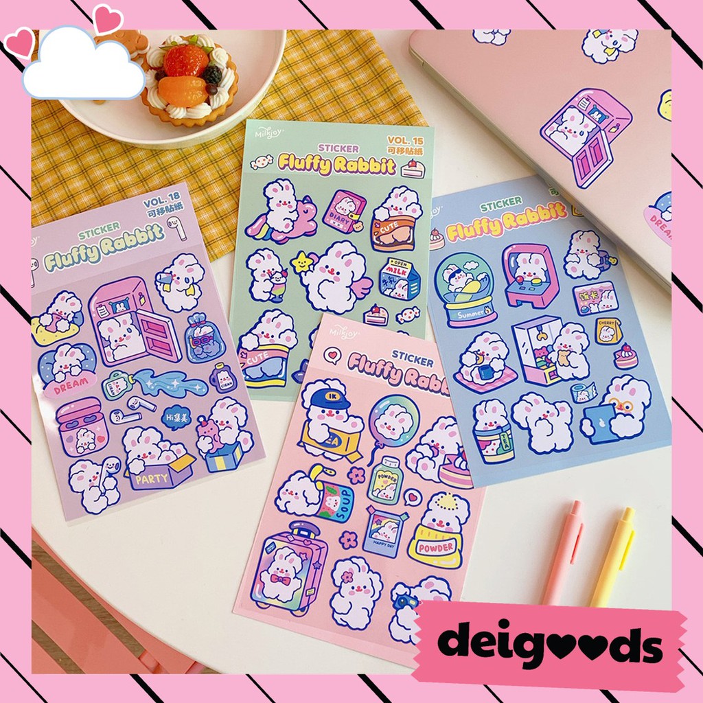 

DEIGOODS❤ Sticker Lucu Gaya Korea Fluffy Rabbit Stiker Deco Cute Hp Tempat Pensil