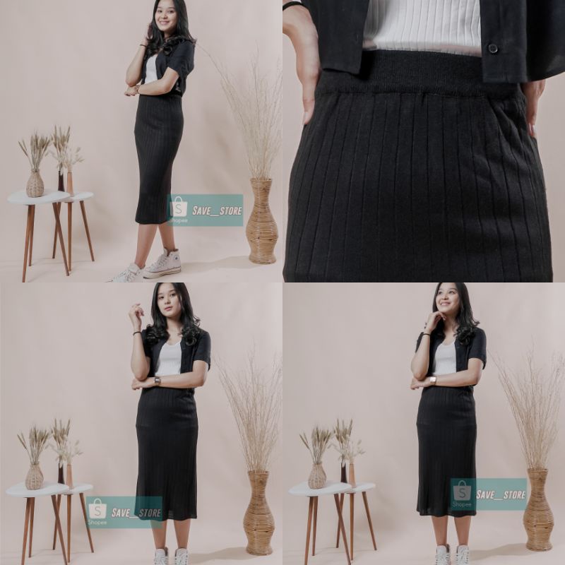 Rok Span Rajut 7/8 • Rok Span Rajut Sebetis • Rok Rajut 7/8