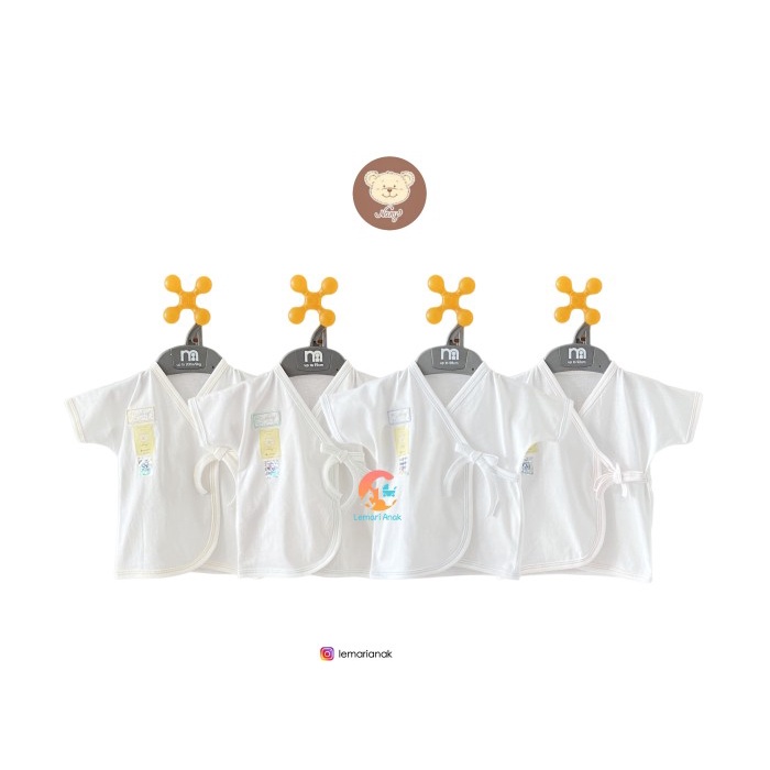 NARY 3pcs Baju Bayi Kimono Pendek 0-6 Bulan (WHITE SERIES) - 3-6 BUlan, Putih TanpaPink