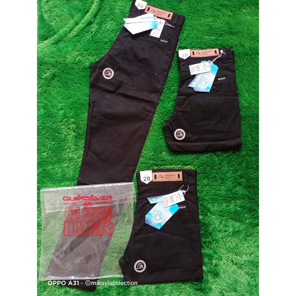 Celana Chino Panjang Pria Hitam Quiksilver Full Acc