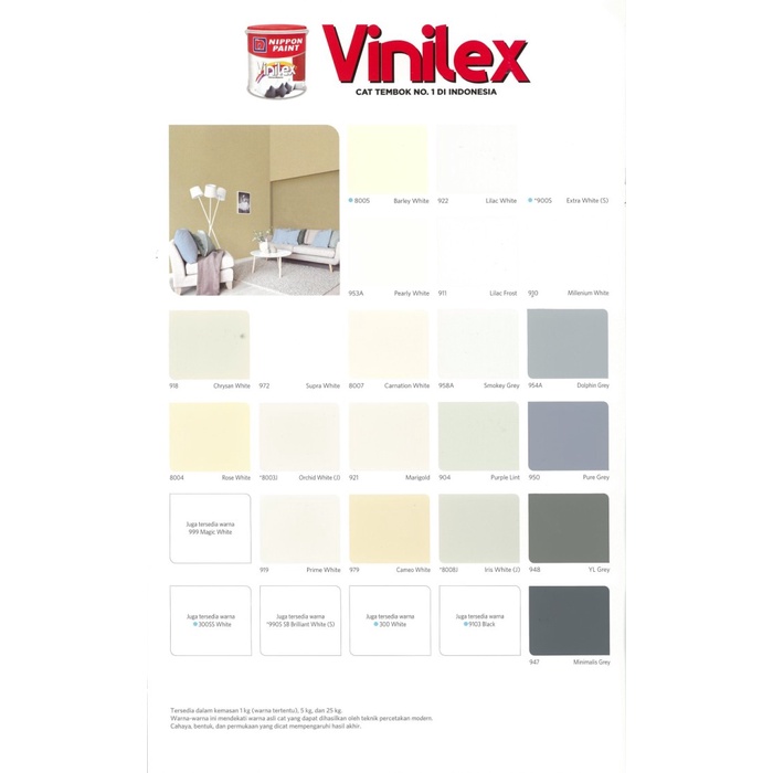 Nippon Paint Vinilex Cat Tembok Interior &amp; Exterior 5kg - Grey Goose