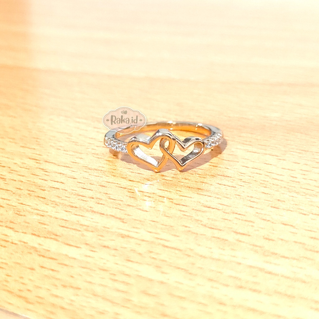 RAKA Acc - Cincin Dewasa 2 Love Xuping Gold Aksesoris Perhiasan Wanita Lapis Emas 18k 443