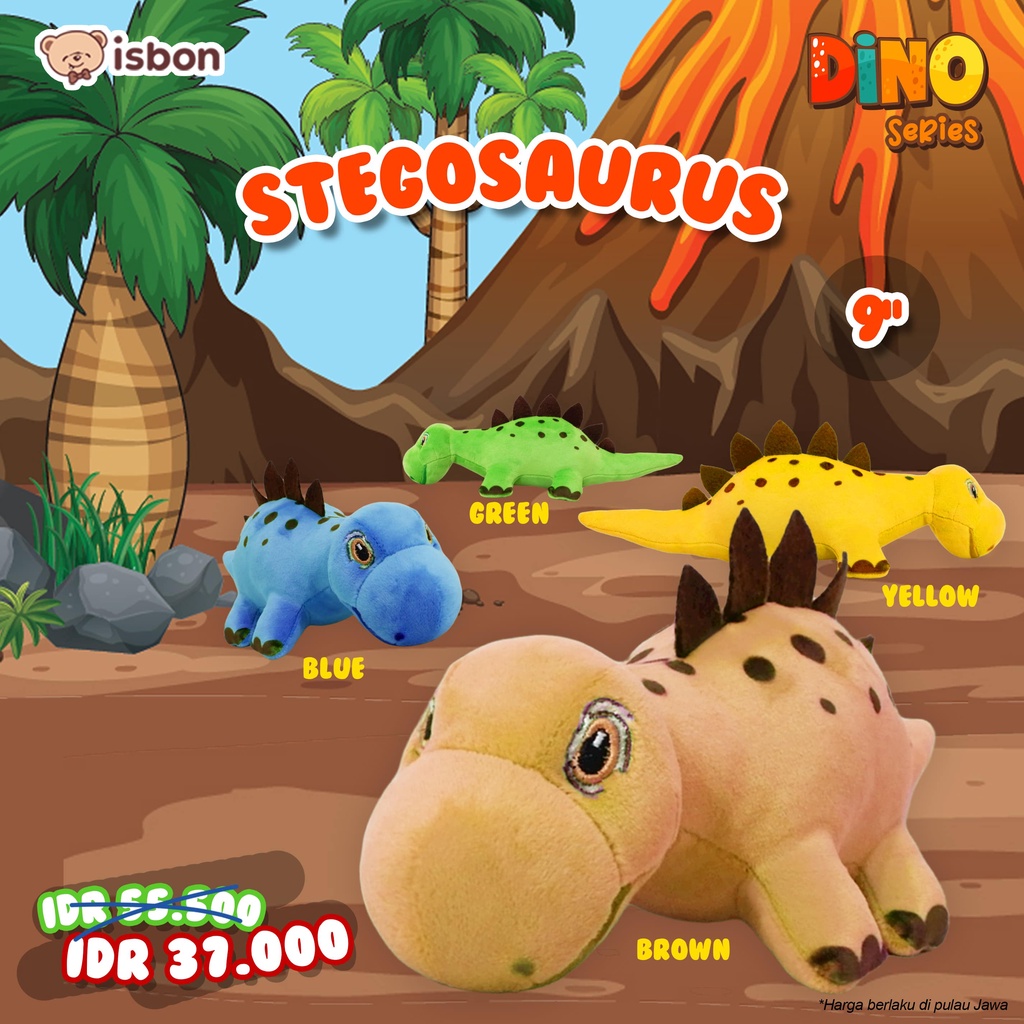 Boneka Dinosaurus Dino Mini Series Stegosaurus 4 Warna Cocok Untuk Mainan Hadiah Bahan Halus Non Alergi ISTANA BONEKA